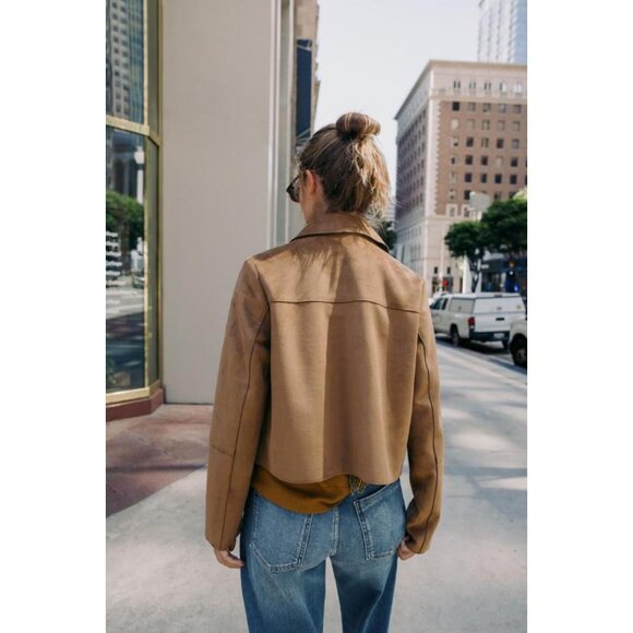 ZARA FAUX SUEDE CROPPED JACKET - Picture 6 of 9
